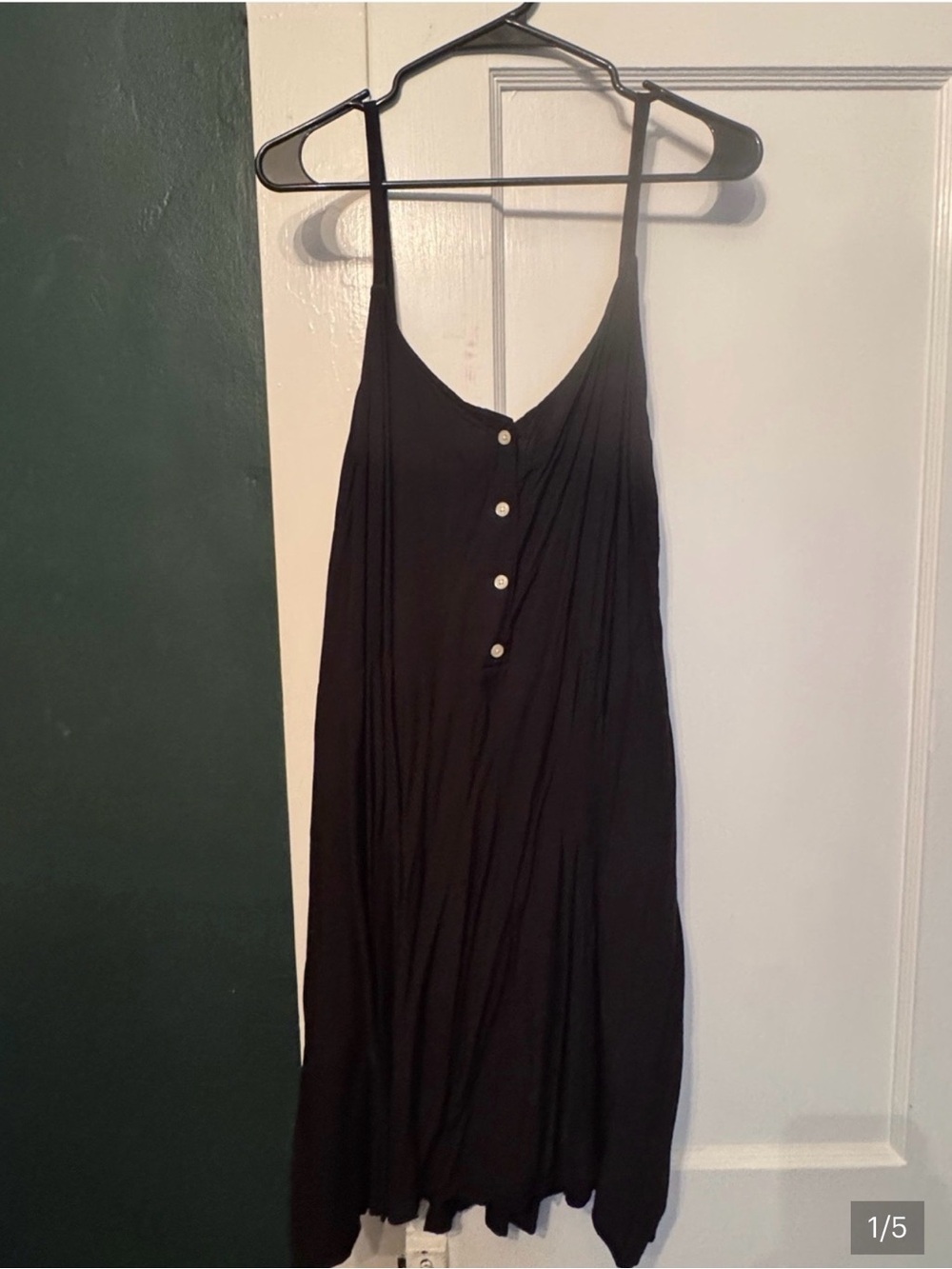 GAP Black Spaghetti Strap Button Front Mini Dress